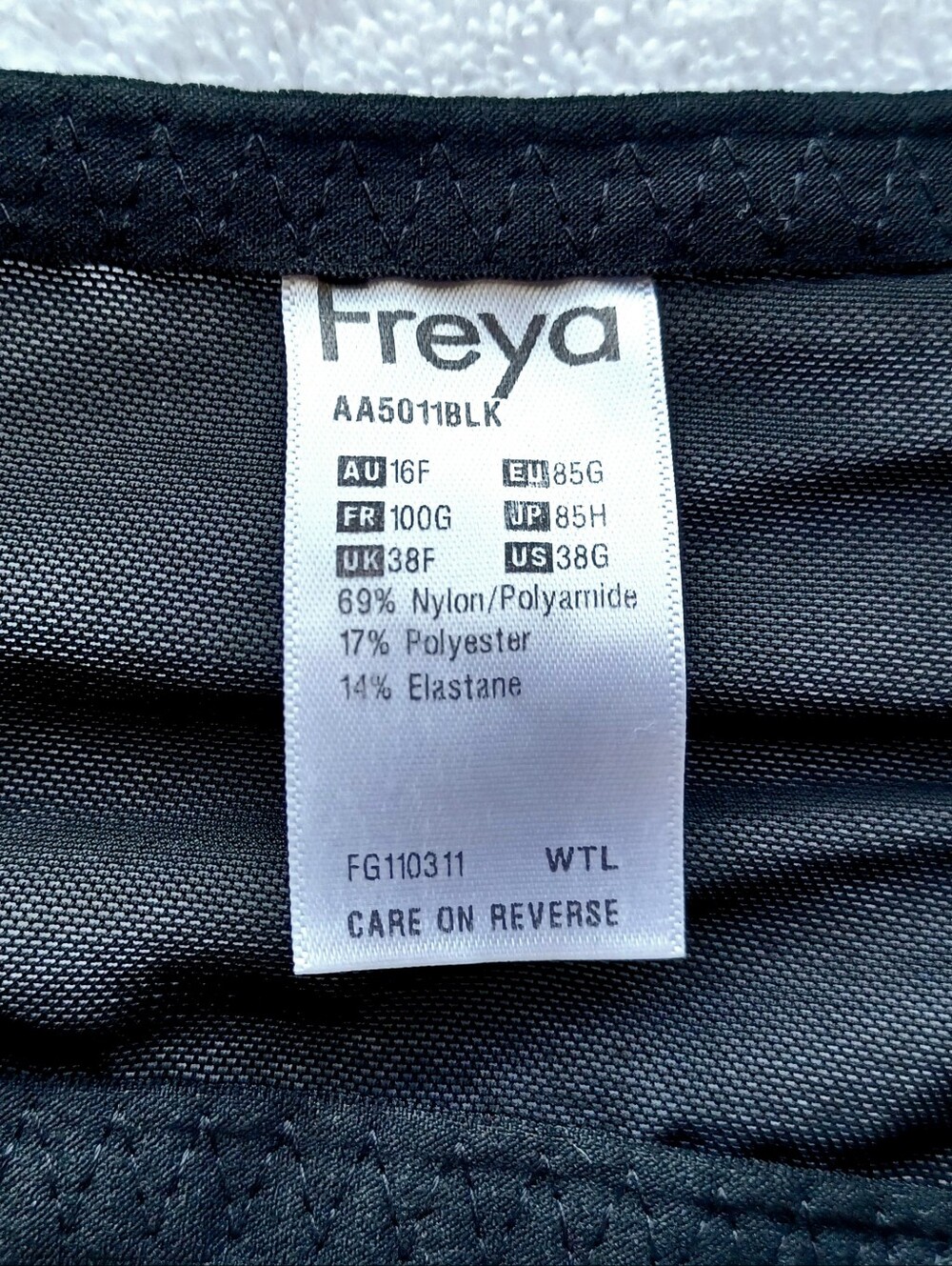 Freya Black Lace Underwire Bra, Size 38G - Picture 16 of 16